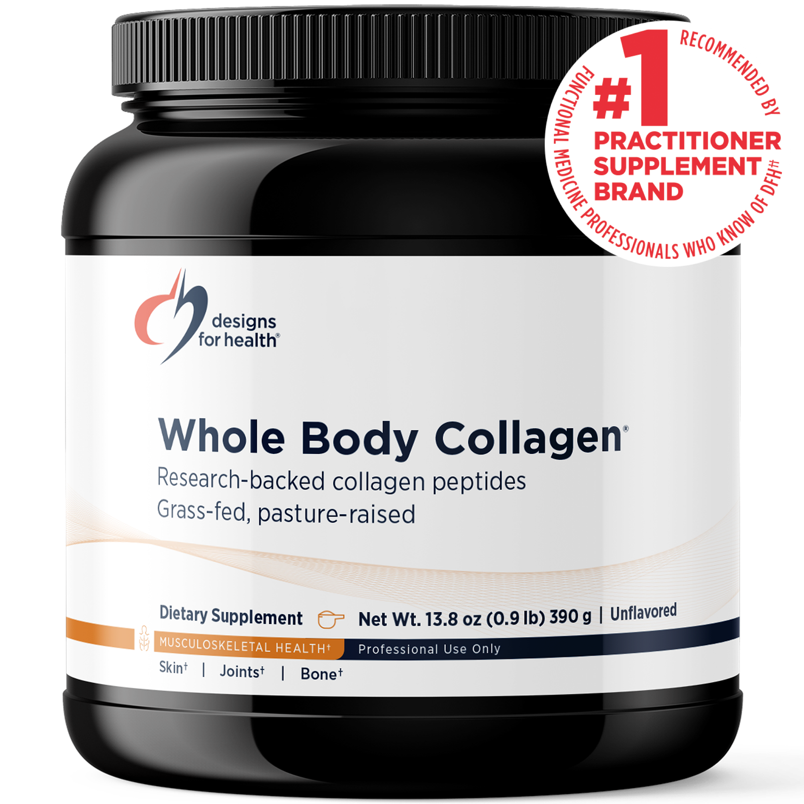 Whole Body Collagen® från Designs for Health - 390 g hydrolyserat kollagenpulver