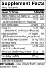 Supplement Facts för B-Supreme - komplett ingredienstabell med doser