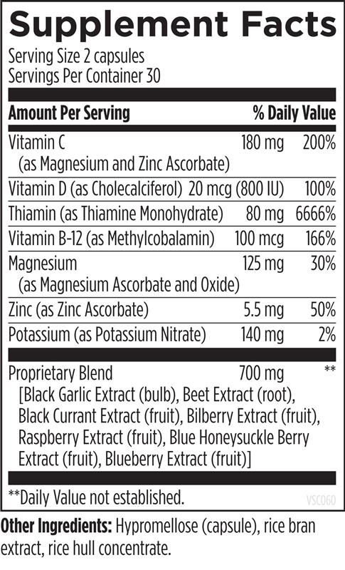 Supplement Facts för Vascanox HP® - vitamin C, B12, magnesium och NO-blandning