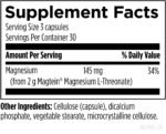 Supplement Facts för NeuroMag™ - 145 mg magnesium från 2 g Magtein® L-treonat