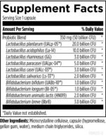 Supplement Facts för ProbioMed™ 50 - 10 probiotiska stammar med transparent CFU