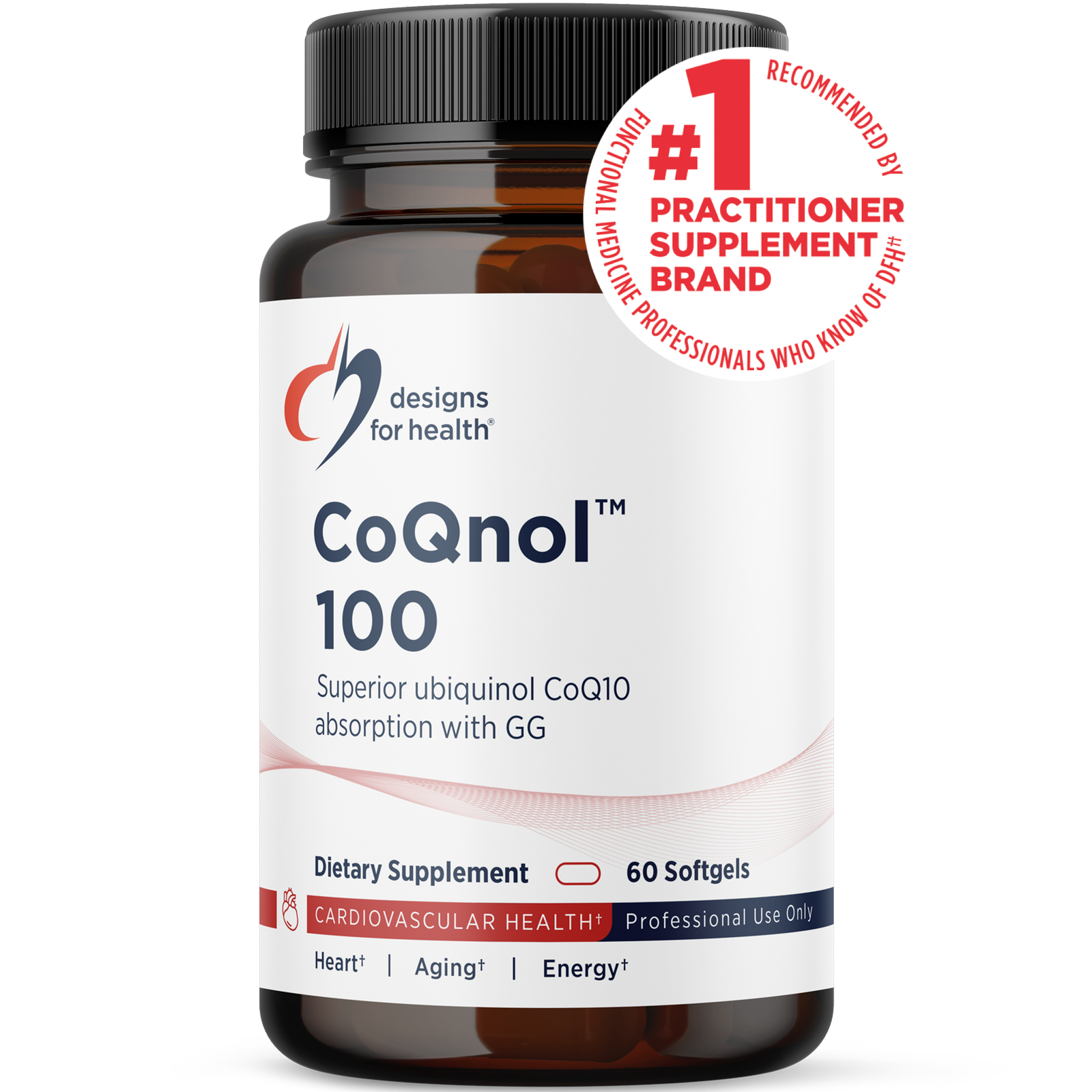 CoQnol™ 100 från Designs for Health - 60 softgels med 100 mg ubiquinol och 60 mg GG