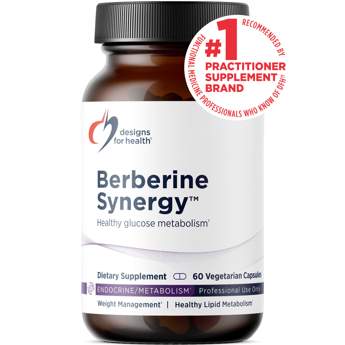 Berberine Synergy från Designs for Health - 60 vegetariska kapslar med 400 mg berberin och 50 mg alfa-liponsyra
