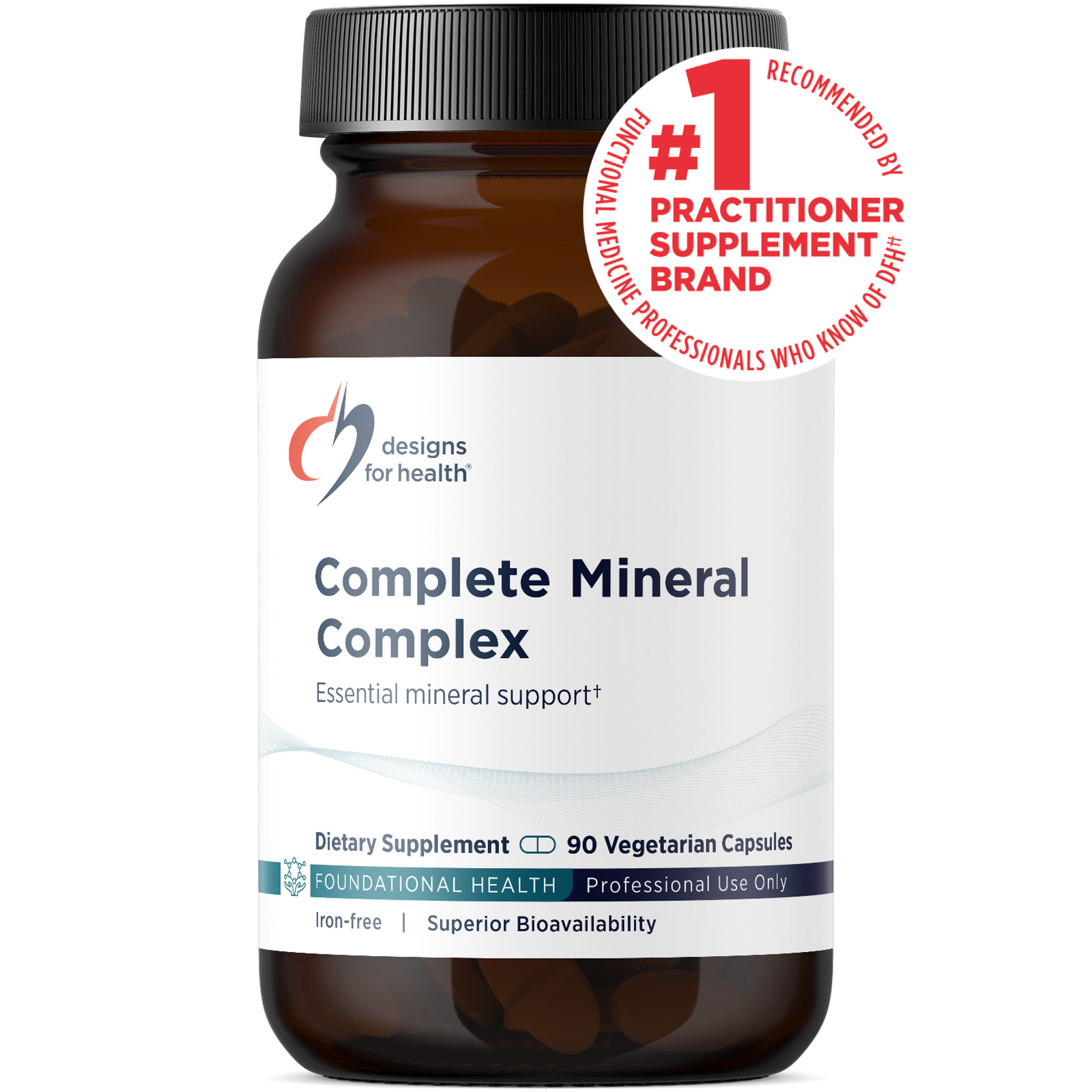 Complete Mineral Complex från Designs for Health - järnfritt mineralkomplex 90 vegan-kapslar