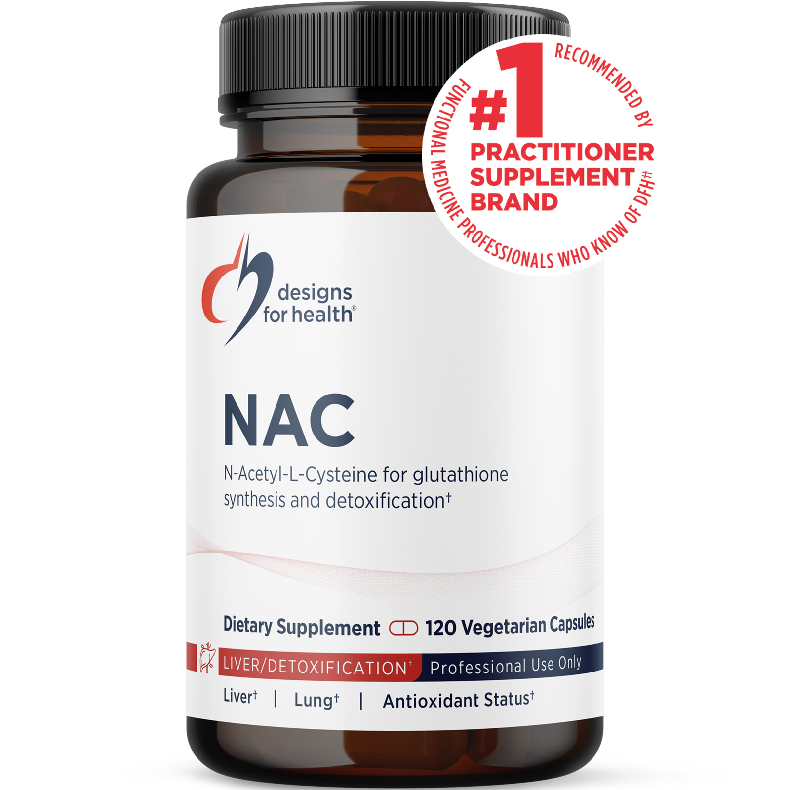N-Acetyl-L-Cysteine (NAC) från Designs for Health - 120 vegetariska kapslar med 900 mg NAC