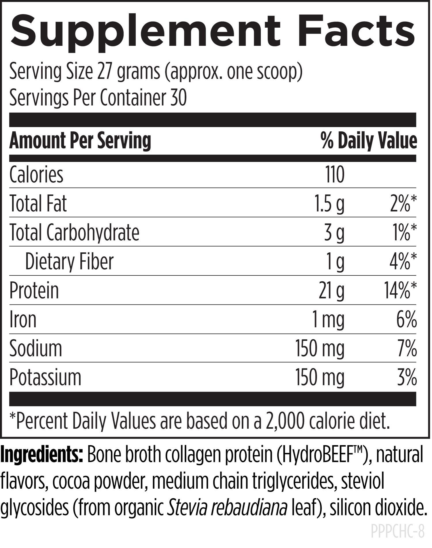 Supplement Facts för Bone Broth Protein - näringsvärden och ingredienser