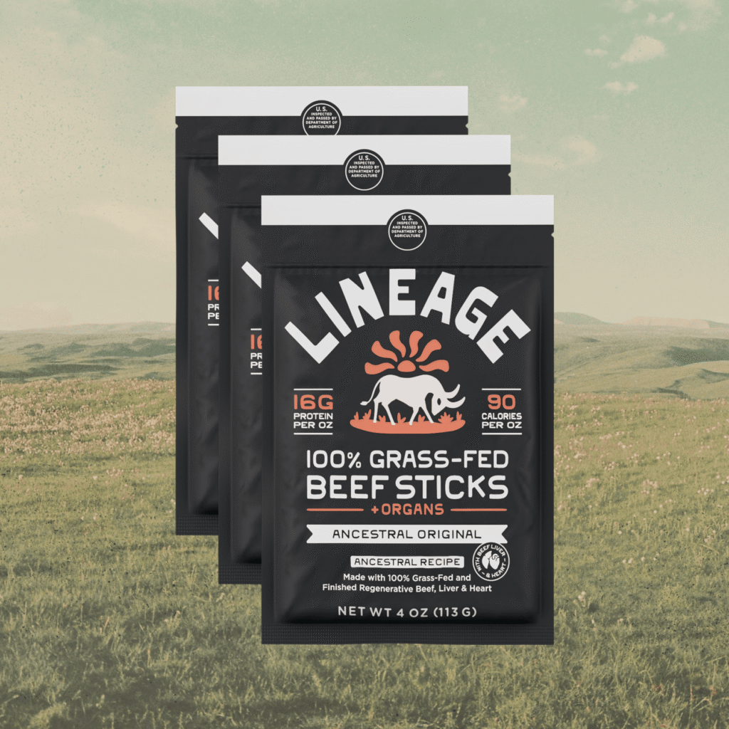 Lineage Provisions 100% Grass-Fed Beef Sticks Original – lufttorkade premium-beef sticks