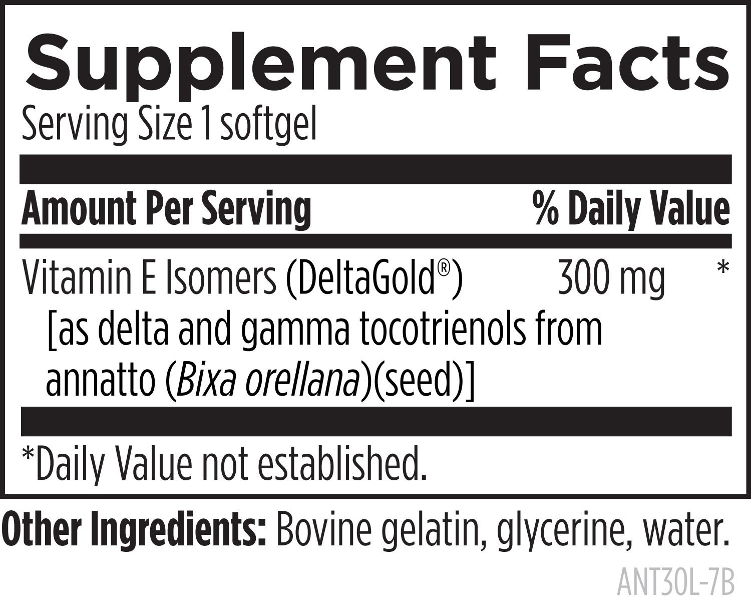Supplement Facts för Annatto-E® 300 - ingredienstabell