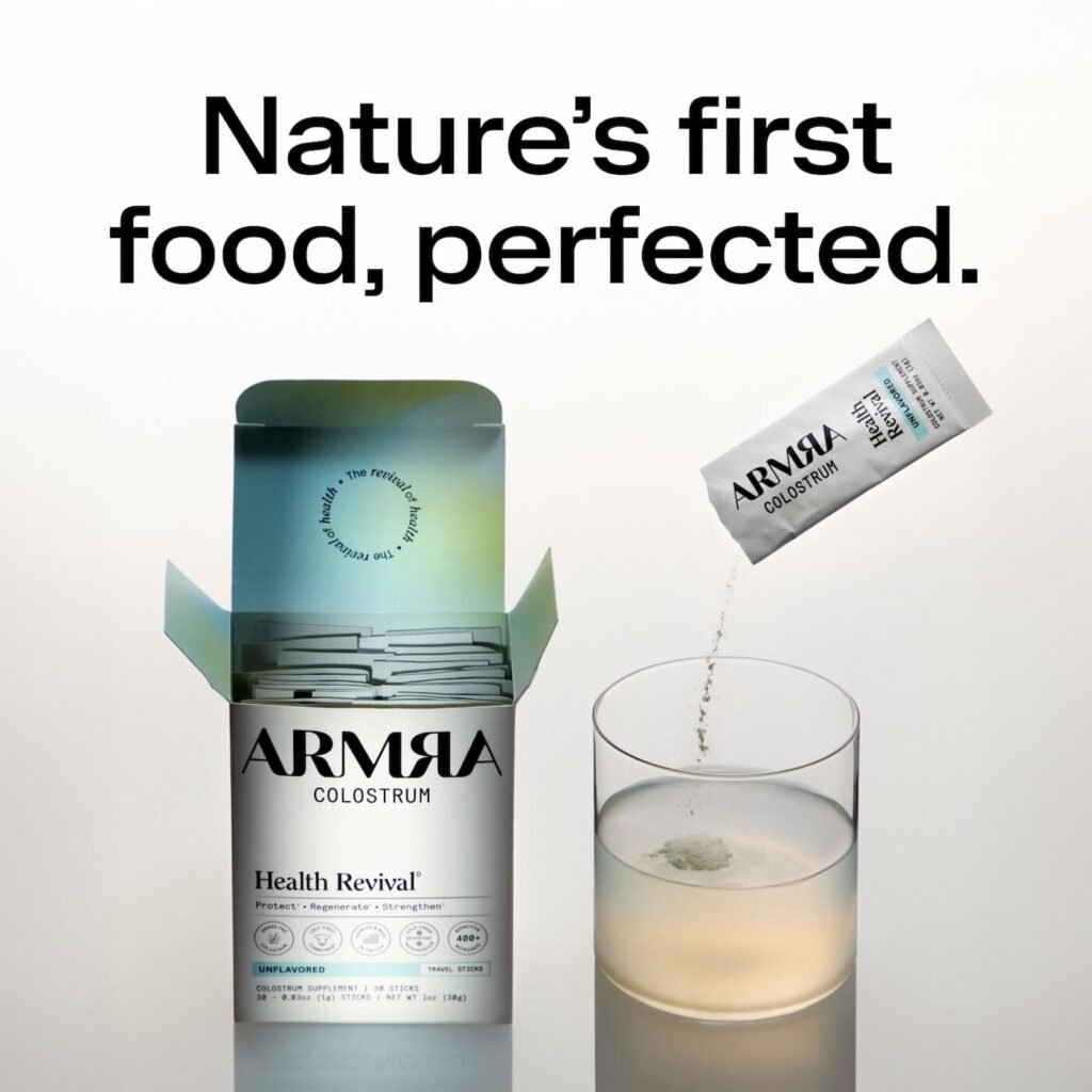 ARMRA Colostrum Travel Sticks Unflavored, förpackning baksida