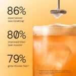 ARMRA Colostrum Sungold Apricot, livsstilsbild med utrörd dryck