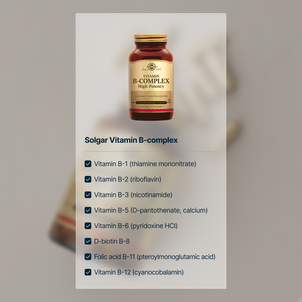 Solgar Vitamin B Complex, ingredienser