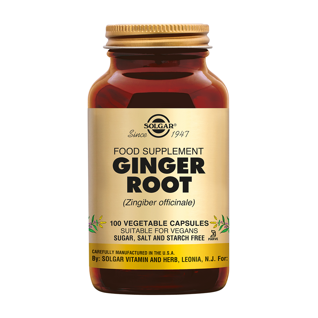 Solgar Ginger Root, 100 kapslar, förpackning