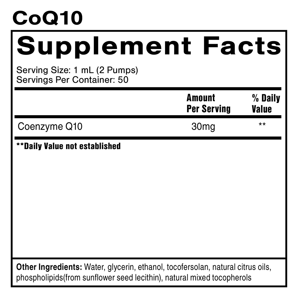 Quicksilver Scientific Nanoemulsified CoQ10, näringsinnehåll