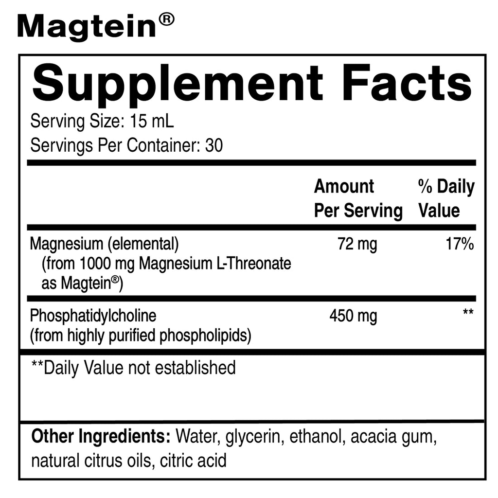 Quicksilver Scientific Liposomal Magtein, näringsinnehåll